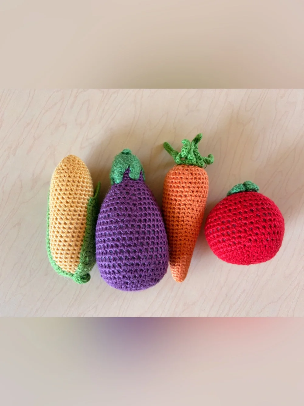 Cheengoo Organic Bamboo Crocheted Vegetable Toy Rattle Set- Washable
